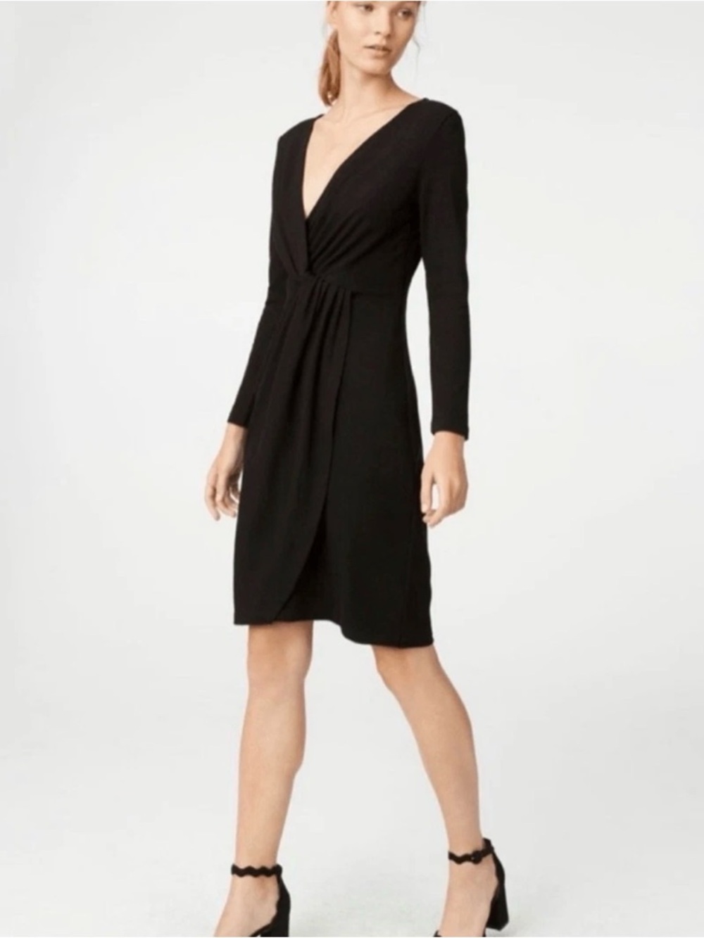NEW! Club Monaco Romesta Dress - Black Long Sleeve Wrap Front Dress – Size Small